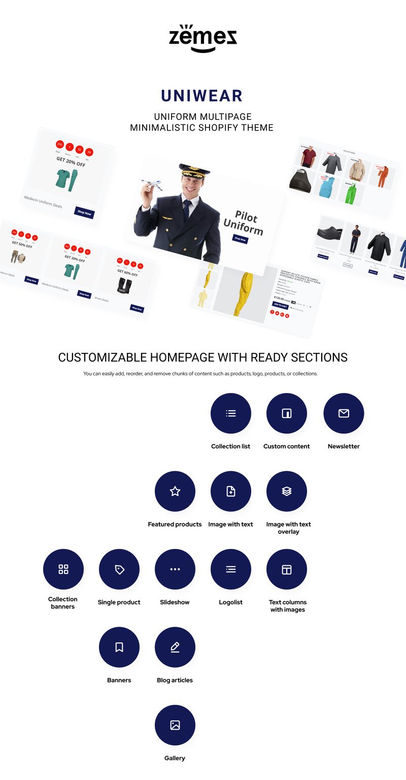 Uniwear-统一多页简约Shopify主题 #84425