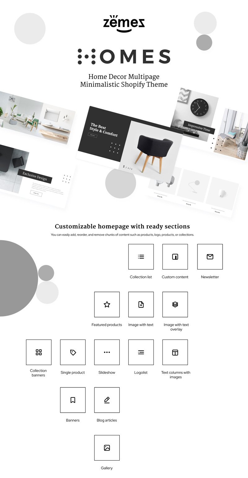 Homes-家居装饰多页简约Shopify主题 #82914