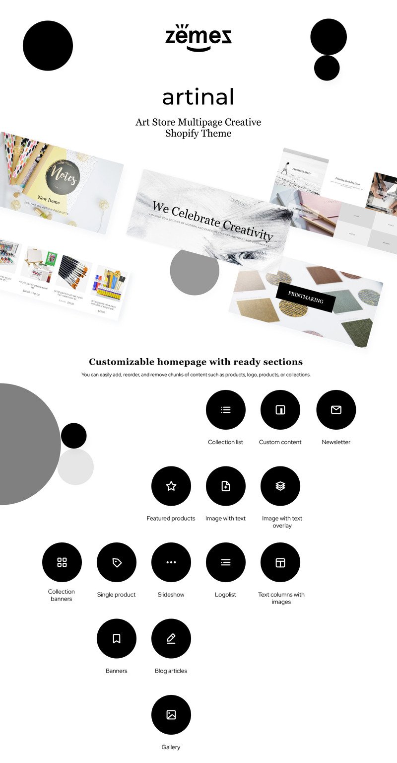 Artinal-Art Store多页创意Shopify主题 #82697