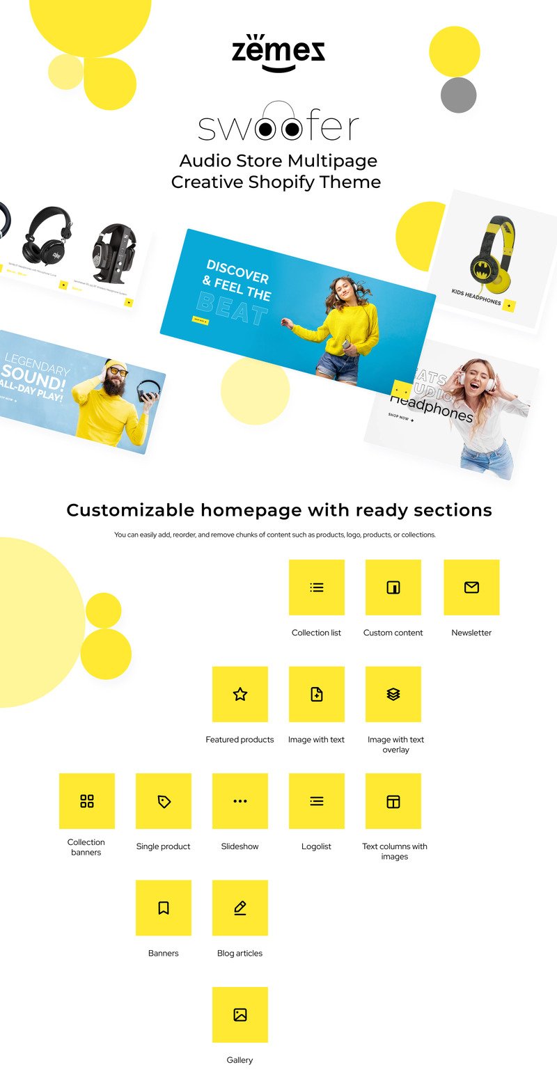 Swoofer-音频商店多页创意Shopify主题 #82213