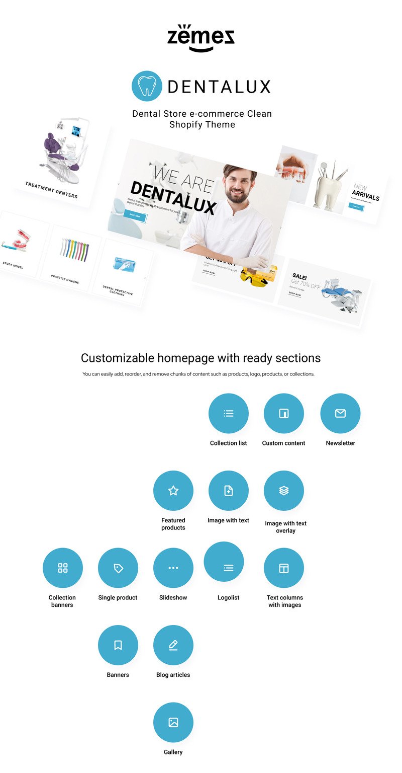 Dentalus-牙科商店紧急清洁Shopify主题 #83971