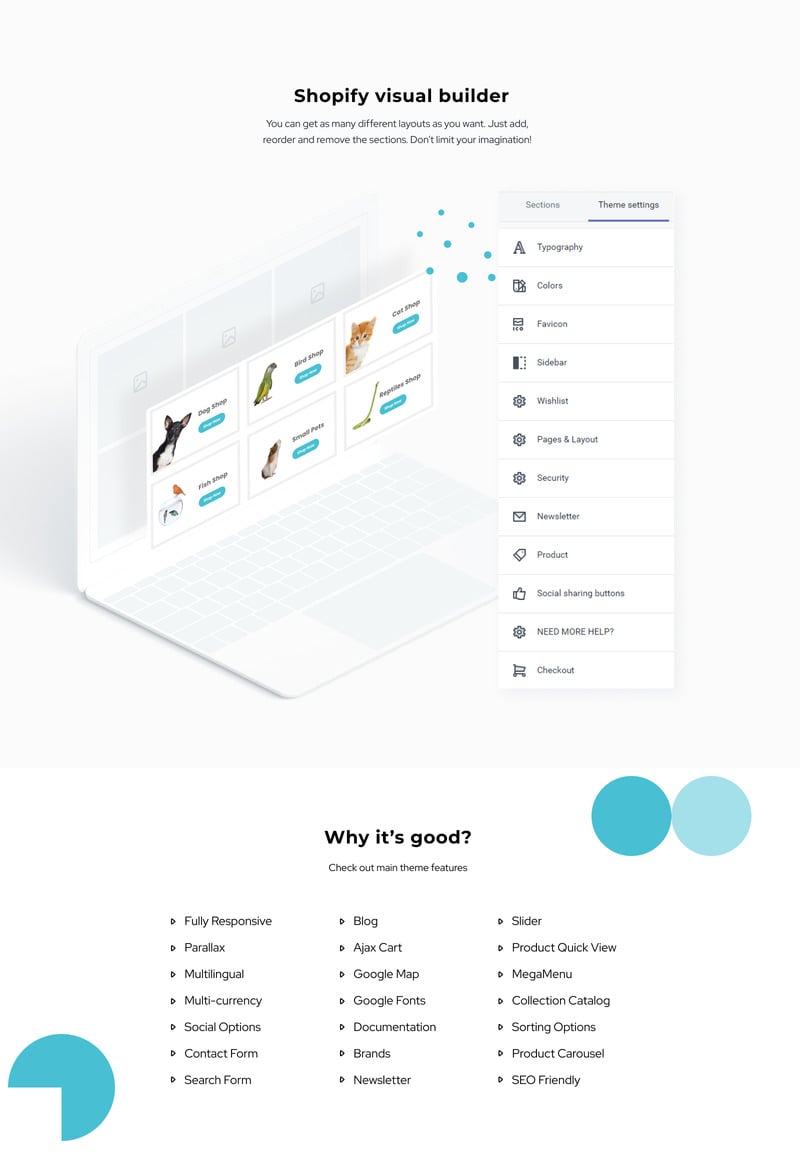 可爱的爪子-宠物商店多页清洁Shopify主题 #83881