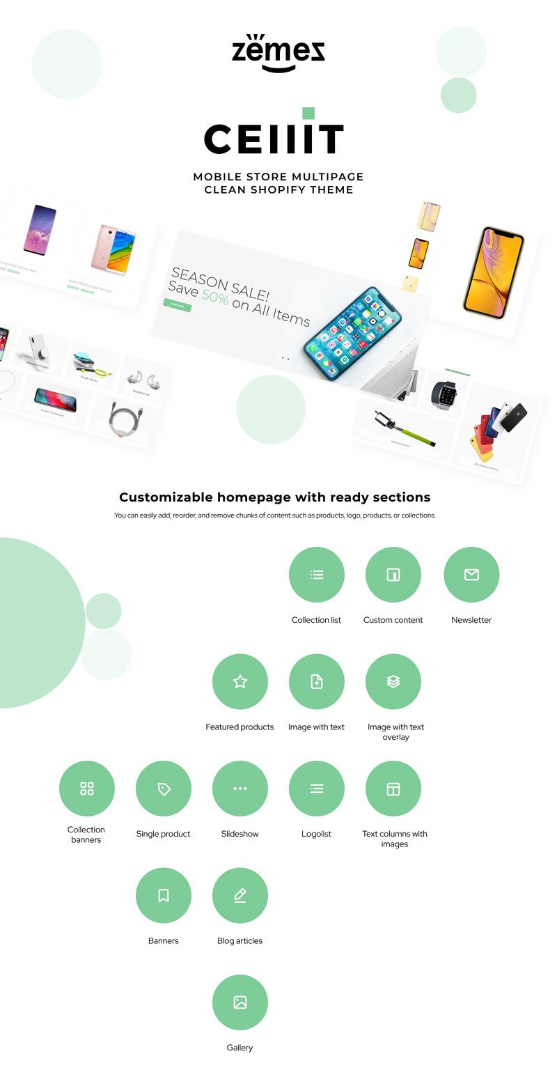 Cellit-移动商店多页清洁Shopify主题 #83525