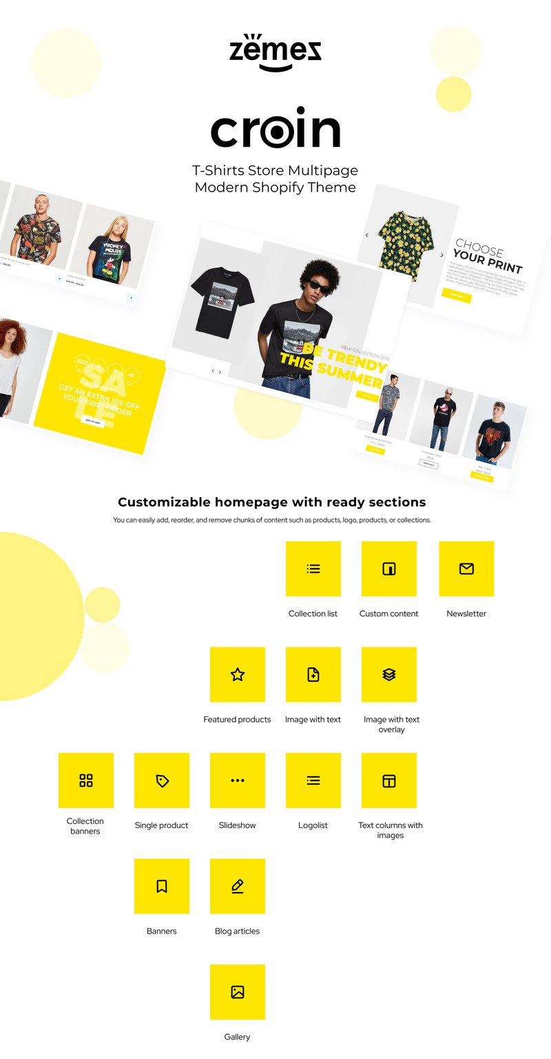 Croin-T恤多页清洁Shopify主题 #82915