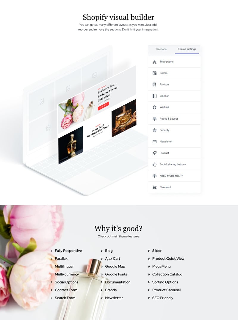 香水-化妆品店电子商务清洁Shopify主题 #80432