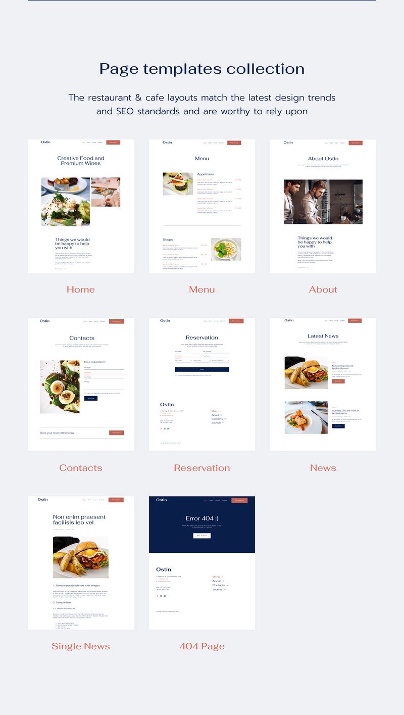 Ostin-古登堡WordPress主题的餐厅WordPress主题 #107448