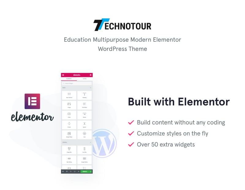 Technotour-教育课程最少的WordPress Elementor主题