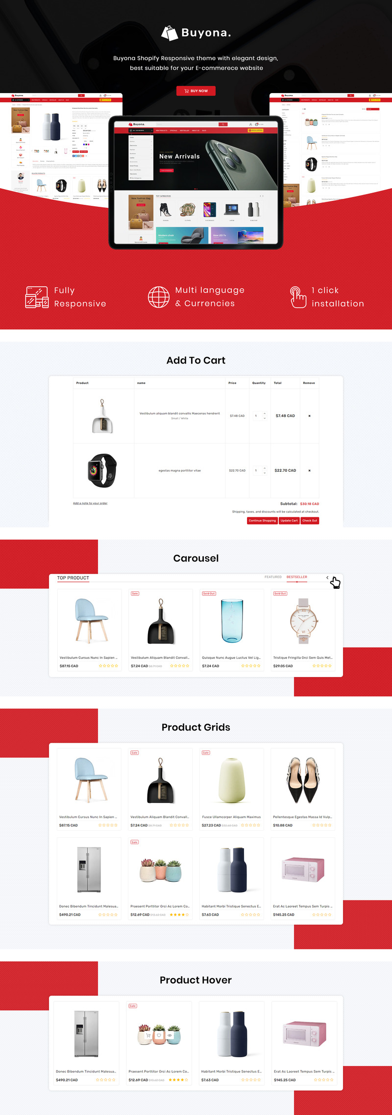 Buyona-多功能电子商务模板Shopify主题 #121046