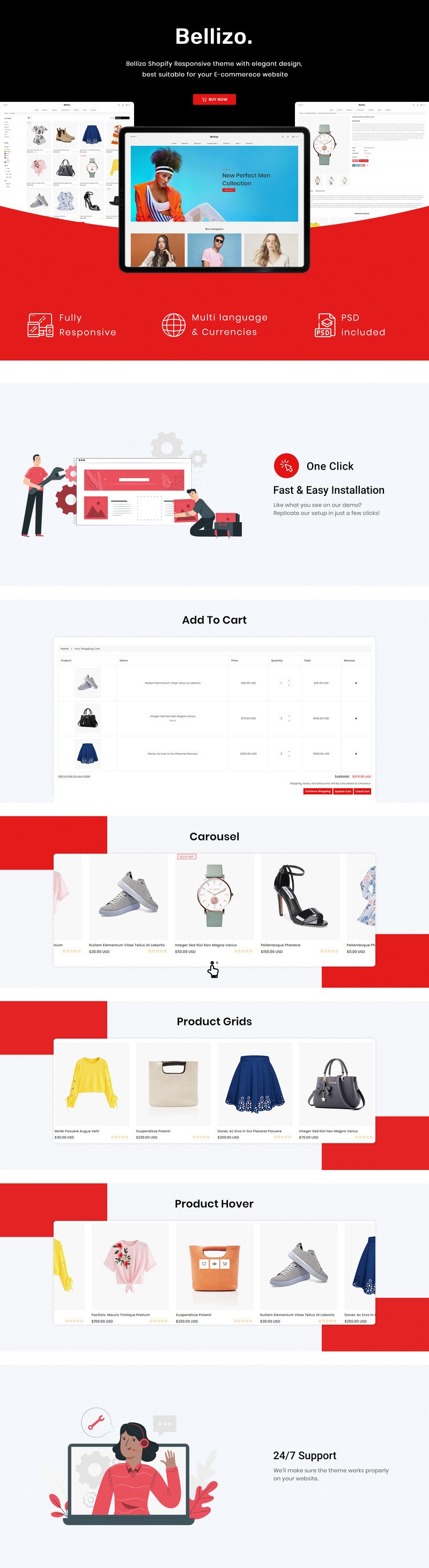 Bellizo-干净而多功能的时尚Shopify主题 #148685