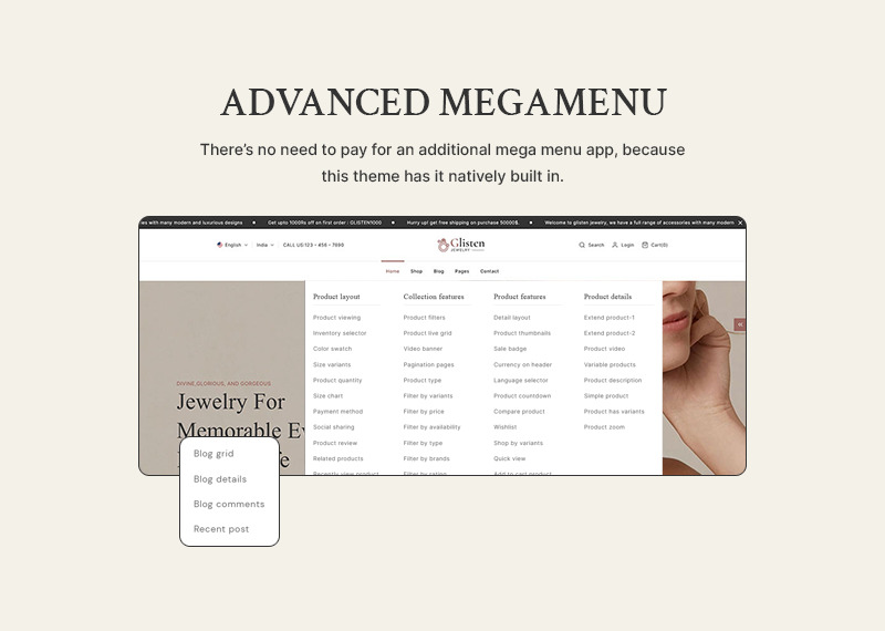 Glisten - 现代珠宝店 Shopify 2.0 响应式主题 #344053