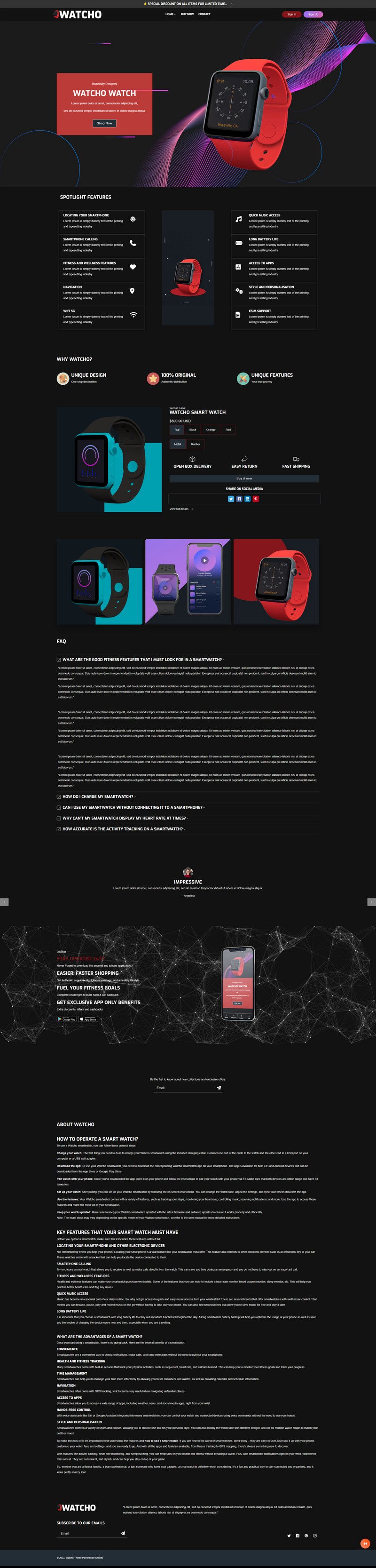 Watcho - 一种产品 Shopify 2.0 主题 #366315