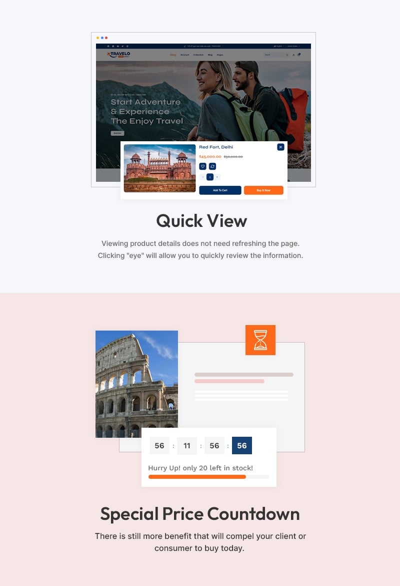 Travelo - 旅行、游览和旅游配件商店多用途 Shopify 2.0 响应式主题