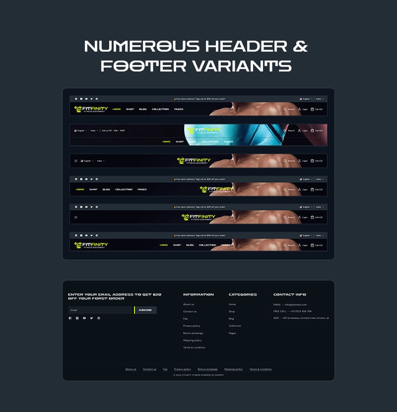 Fitfinity - 健身器材和运动时尚商店 Shopify 2.0 响应式主题