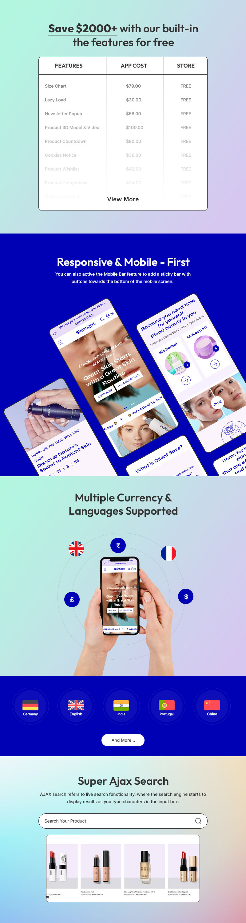 Skintight - 美容、化妆品和护肤品商店多用途 Shopify 2.0 响应式主题