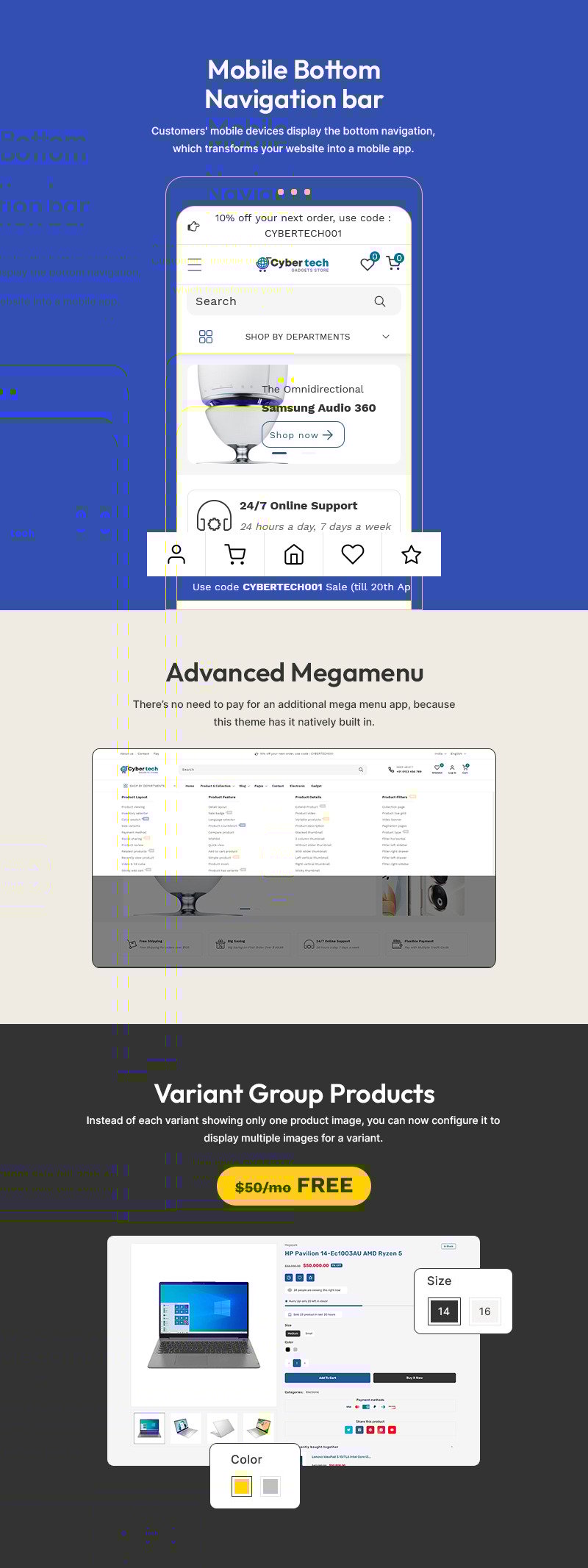 Cybertech - 电子和小工具大型商店多用途 Shopify 2.0 响应式主题