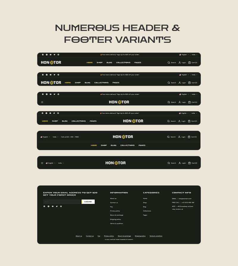 Hontor - 狩猎和户外枪支商店多用途 Shopify 2.0 响应式主题