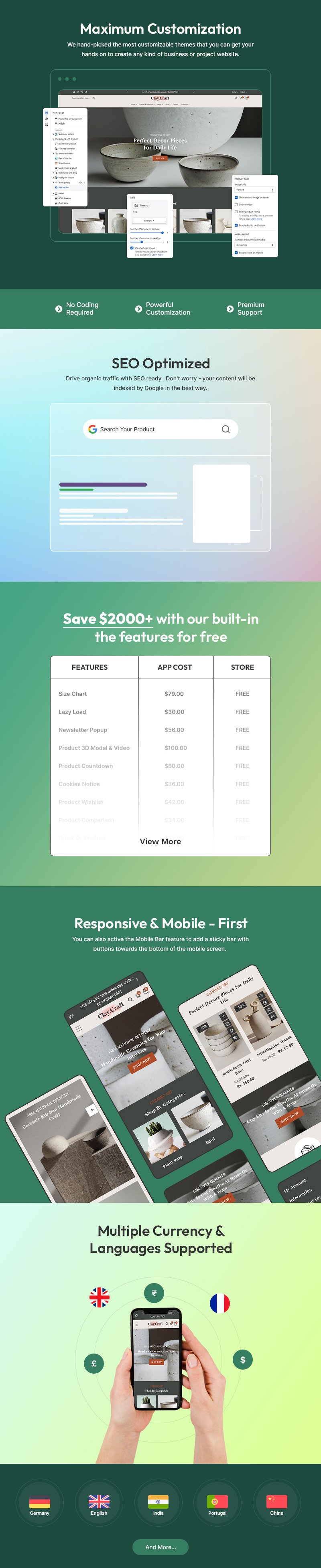 Claycraft - 手工陶瓷和家居装饰商店多用途 Shopify 2.0 响应式主题