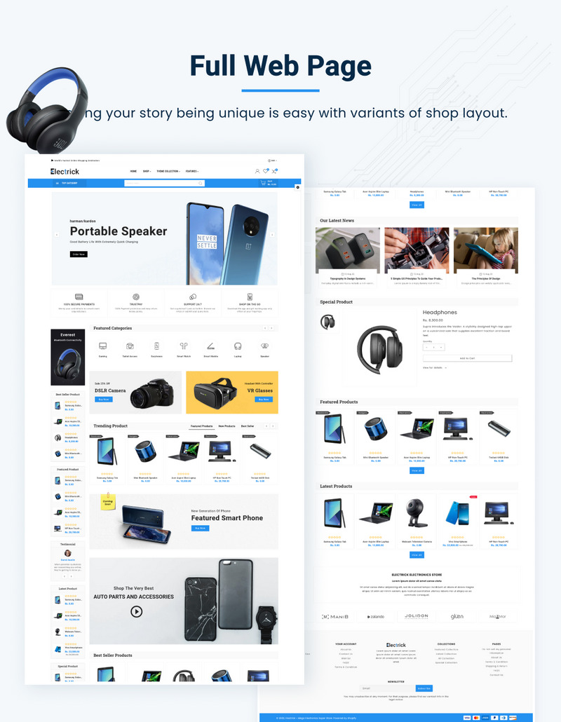 Electrick - Mega Electronics Shopify 2.0 超级商店