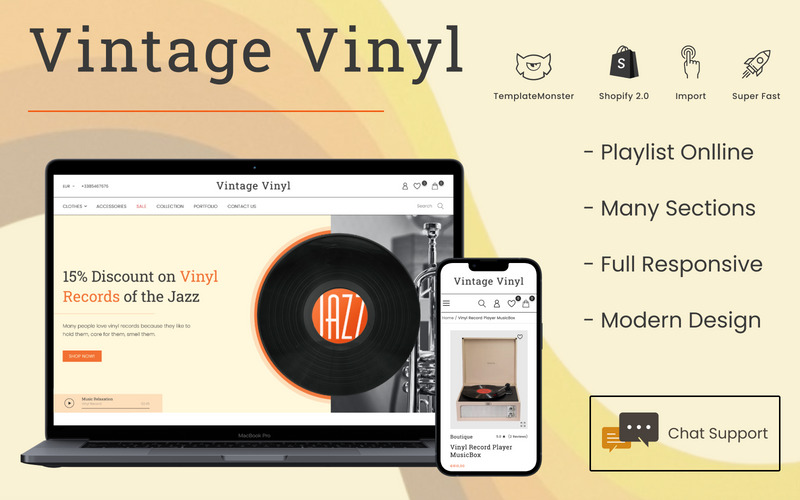 Vintage Vinyl - 音乐和唱片、曲目、歌曲、剪辑 Shopify 2.0 商店
