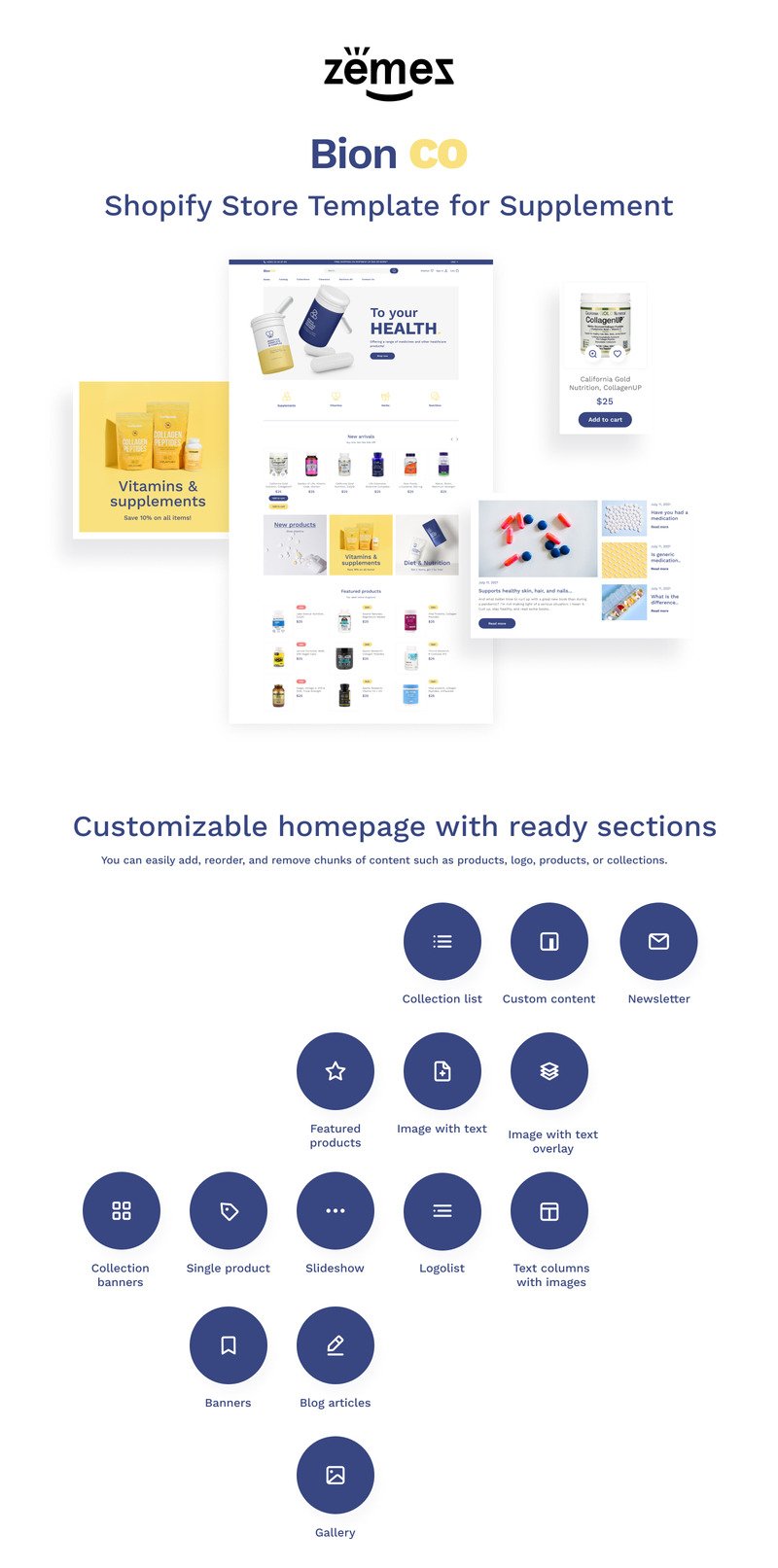 BionCo - 用于补充的 Shopify 商店模板 #190354