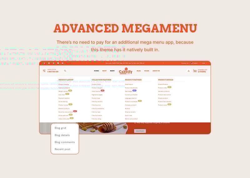 Cakeify-蛋糕烘焙和巧克力糖果店多用途 Shopify 2.0 响应式主题