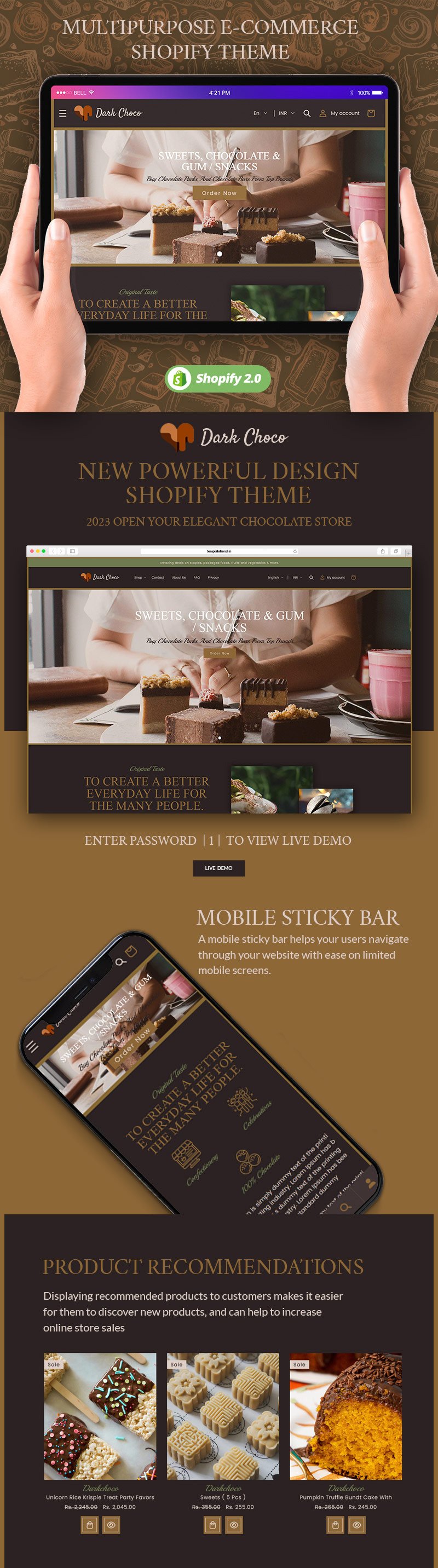 Dark Choco Cake - Choclate Bakery Coffee Shopify 主题