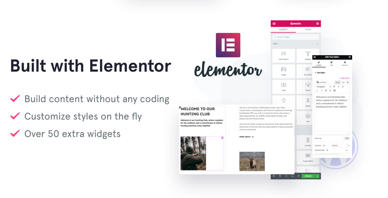 UpperGun - 狩猎俱乐部 WordPress Elementor 主题