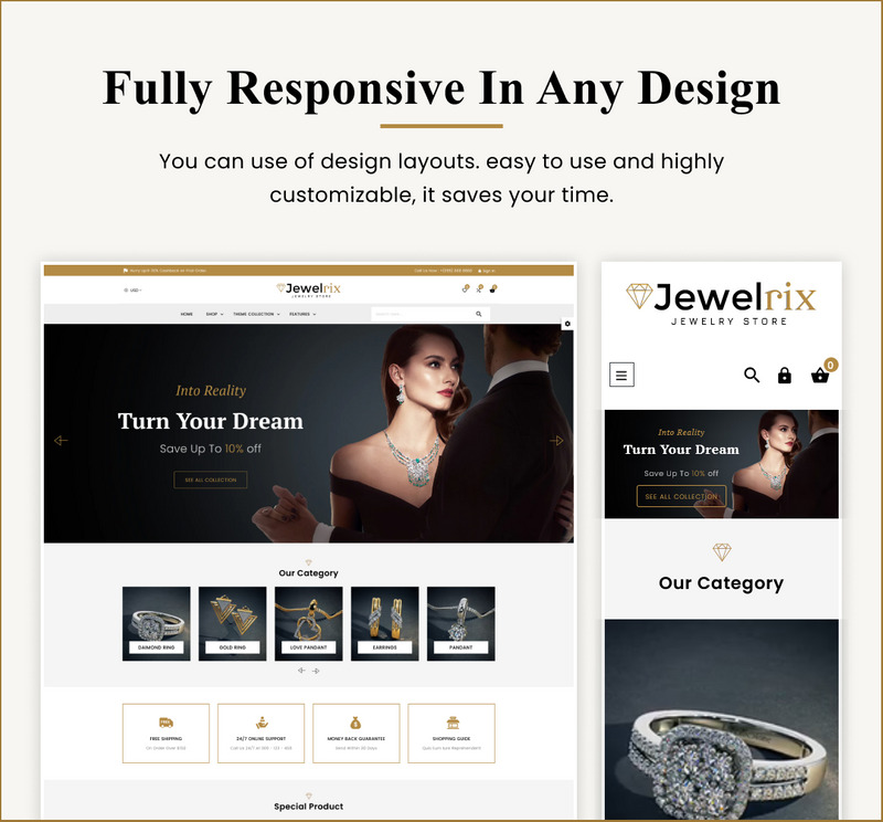 Jewelrix – 珠宝 Shopify 2.0 多用途高级响应主题 #279784
