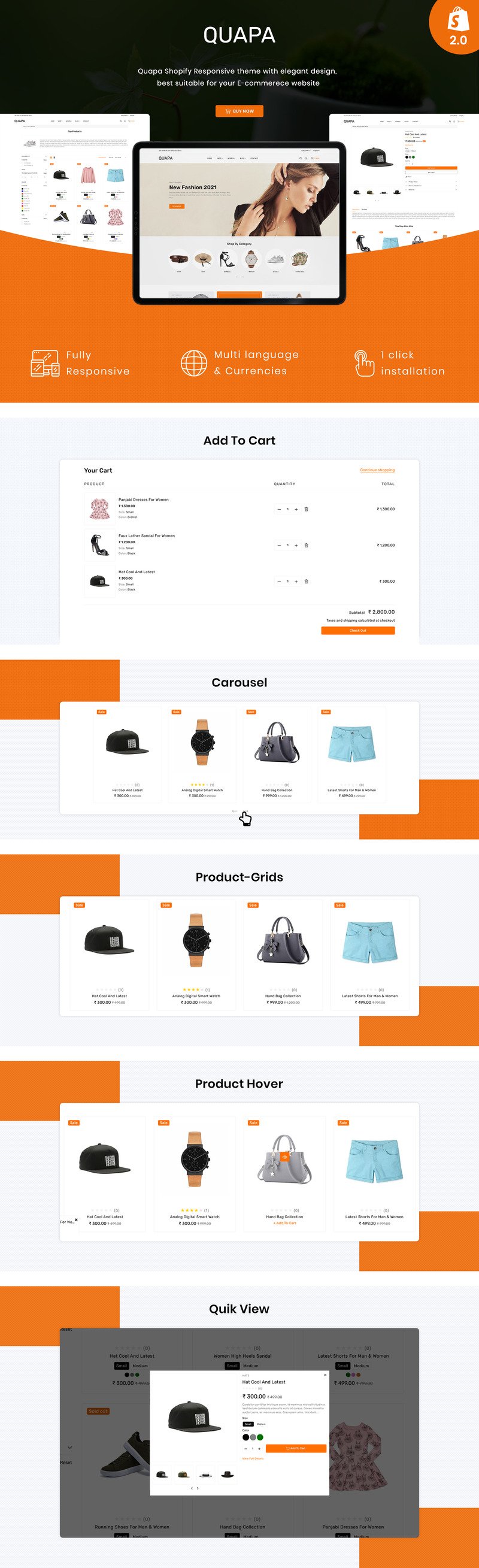 Quapa - 服装和时尚多用途响应式高级 Shopify 主题 #267834