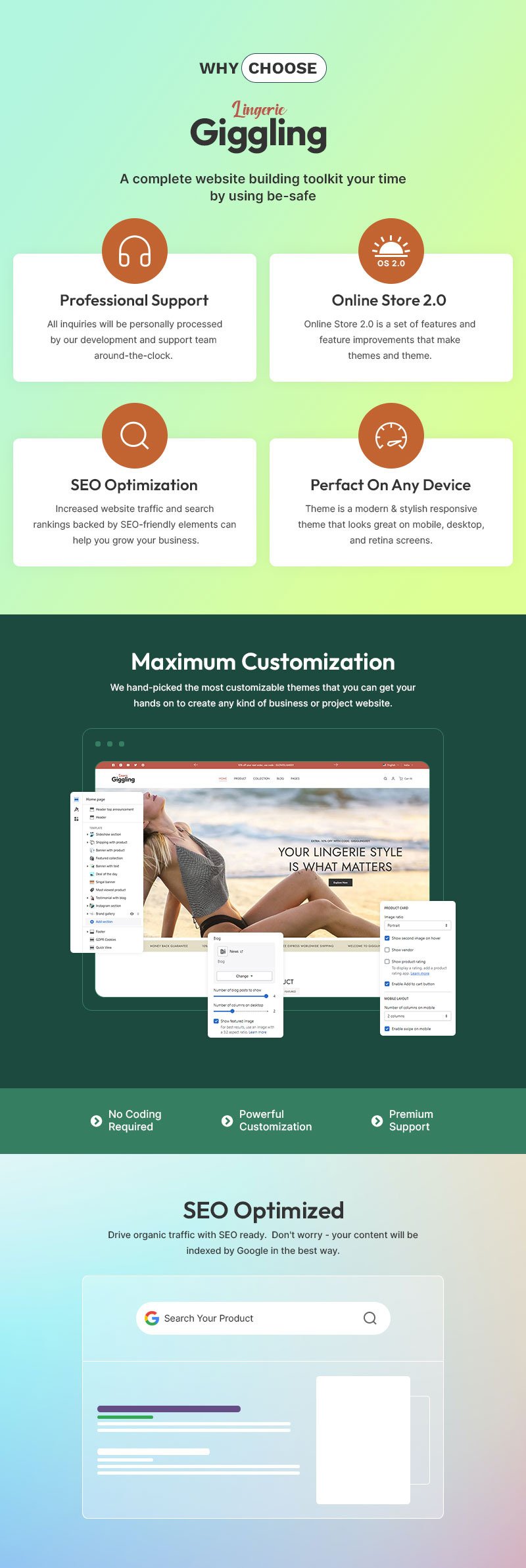 Giggling - 内衣、比基尼和内衣时尚店多用途 Shopify 2.0 响应式主题