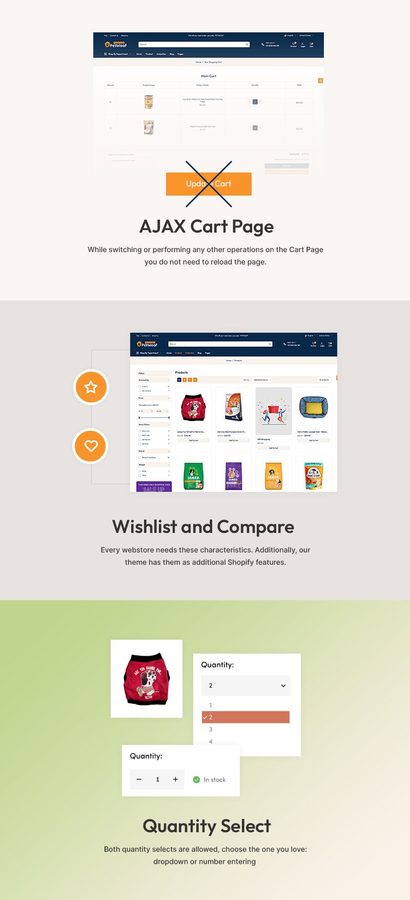 Petwoof - 宠物时尚和宠物食品大型商店多用途 Shopify 2.0 响应式主题