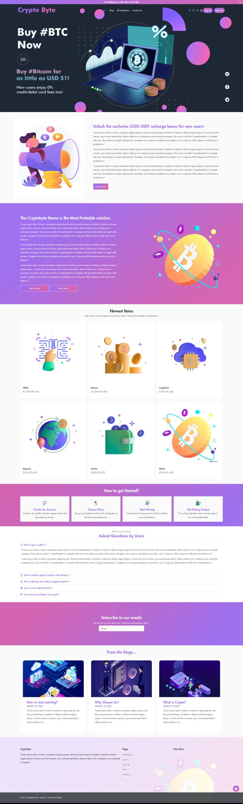 CryptoByte - 多用途 Shopify 2.0 主题 #351421