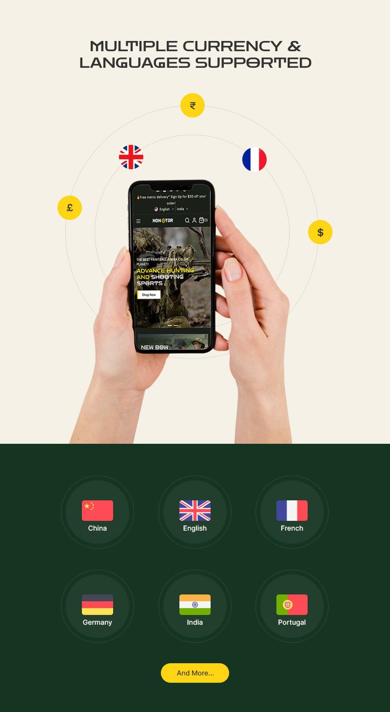 Hontor - 狩猎和户外枪支商店多用途 Shopify 2.0 响应式主题