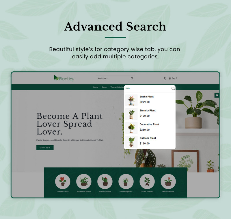 Planticy Nursery–室内和房屋–家具 Shopify 2.0 高级响应主题