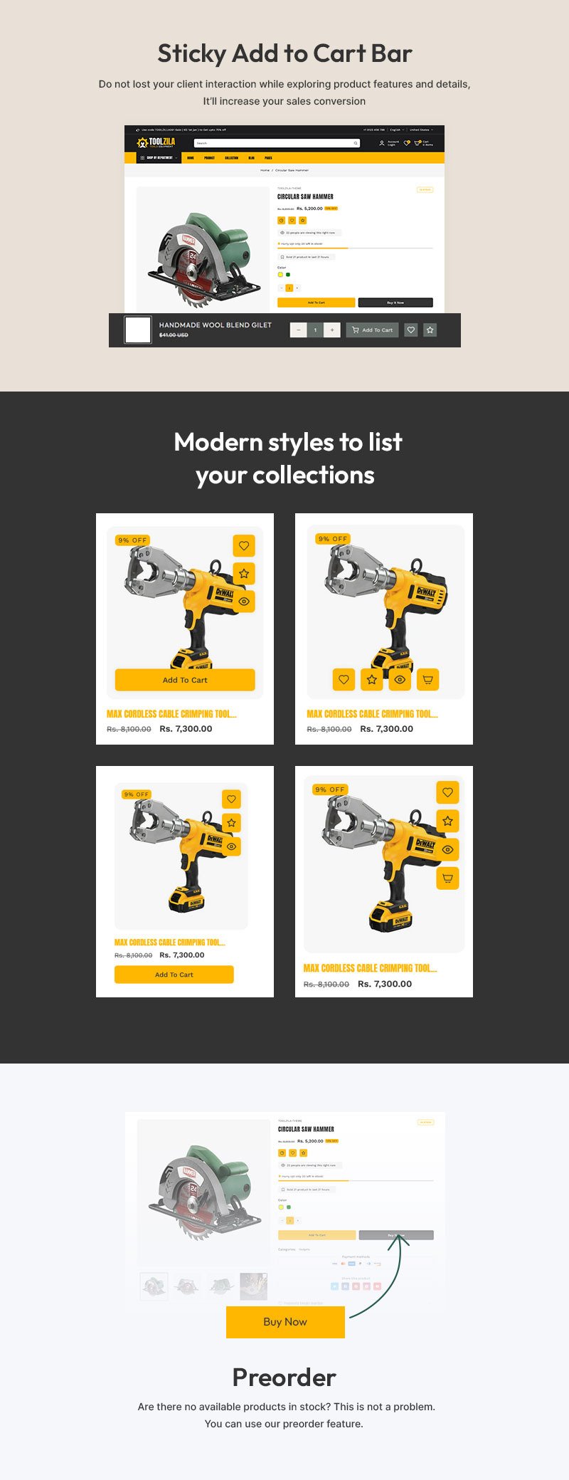 Toolzila - 车库工具和配件大型商店多用途 Shopify 2.0 响应式主题