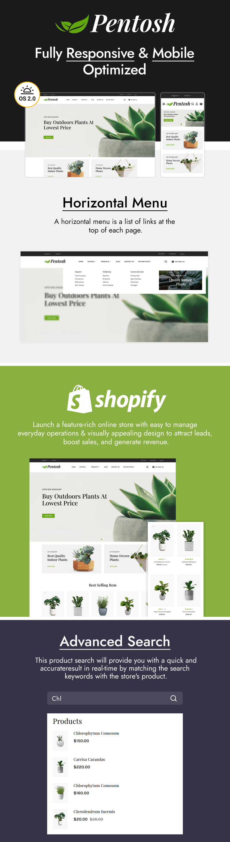 Pentosh - 园艺和植物商店 Shopify 主题 #301857