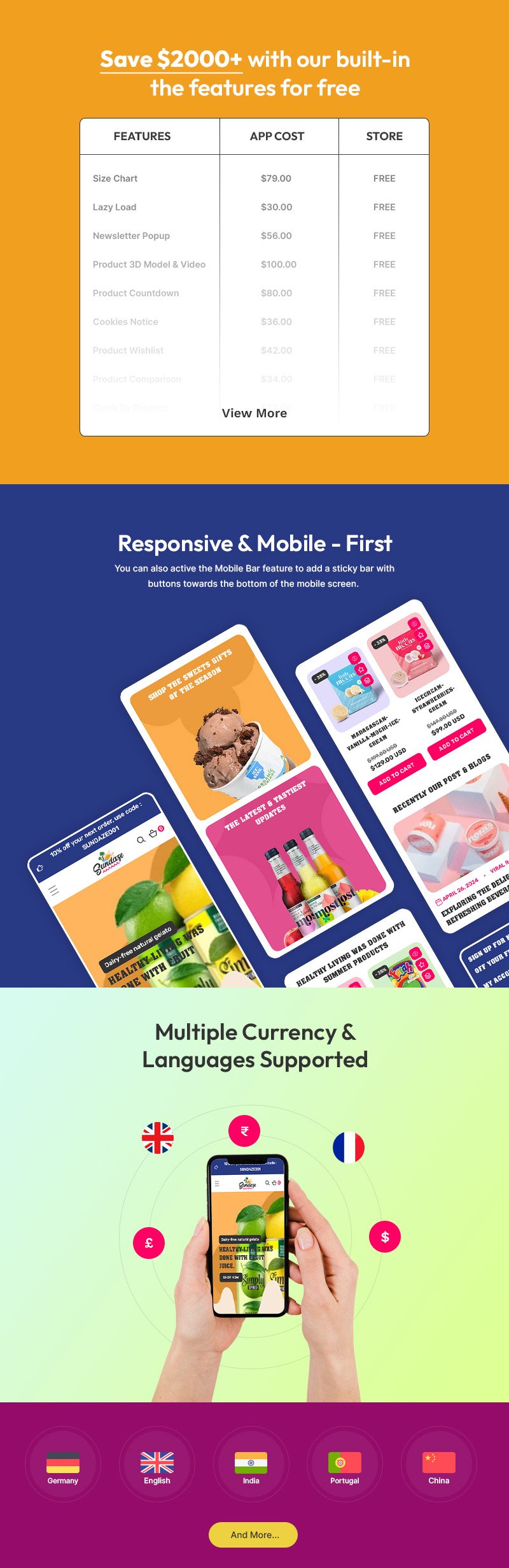 Sundaze - 夏季果汁和奶昔商店多用途 Shopify 2.0 响应式主题