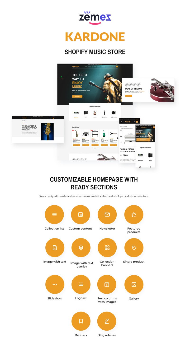 Kardone 音乐商店 Shopify 主题 #194280