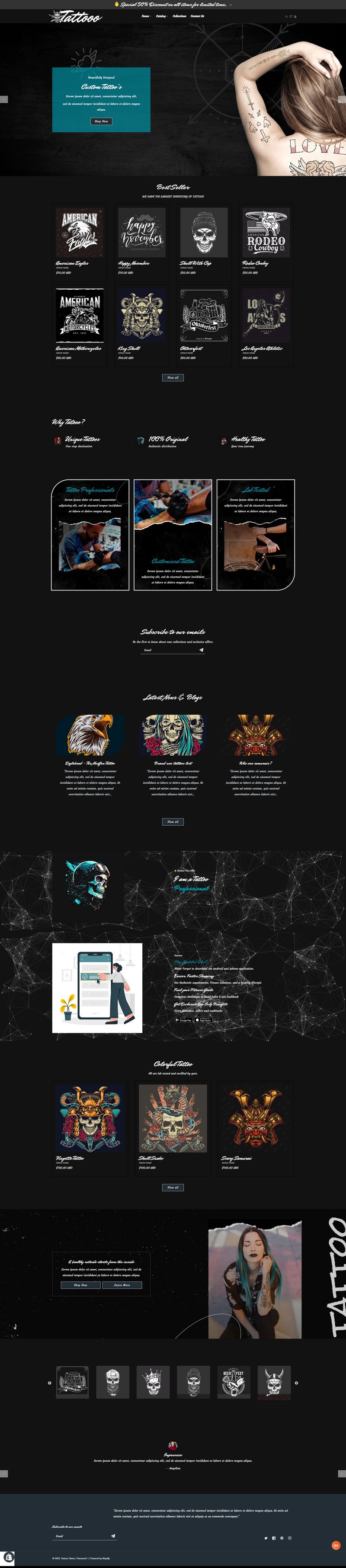 Tattooo - 纹身 Shopify 2.0 主题 #365905