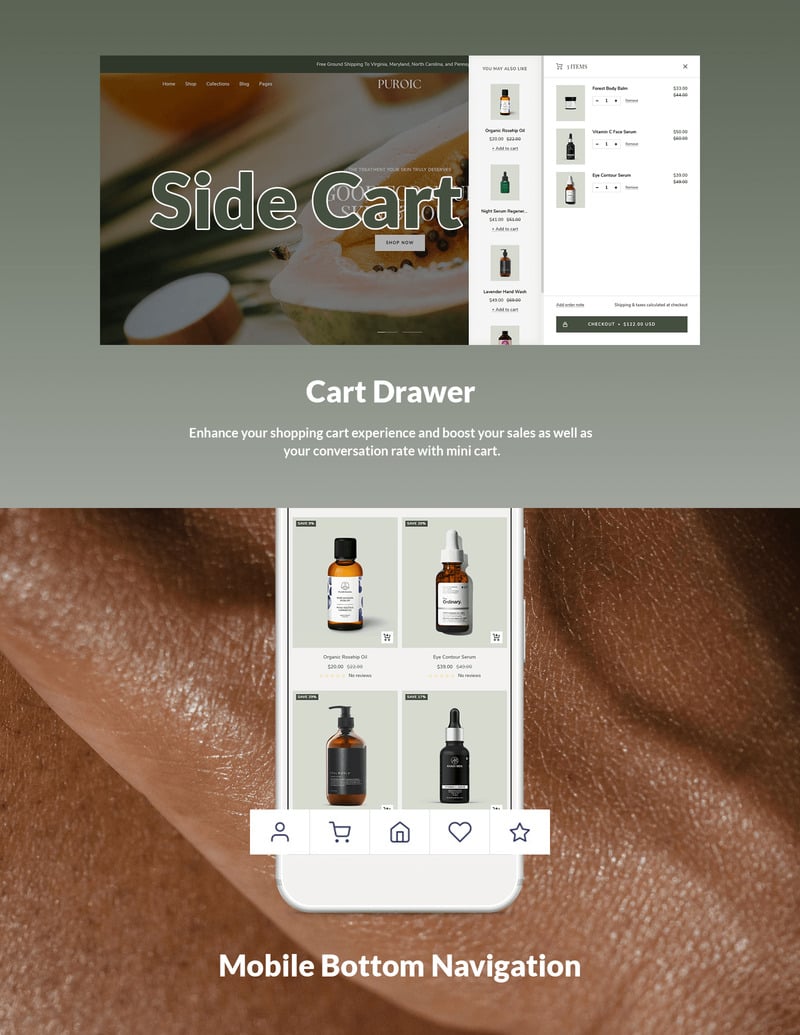 Puroic - 有机化妆品和护肤品商店 Shopify 主题 #430831
