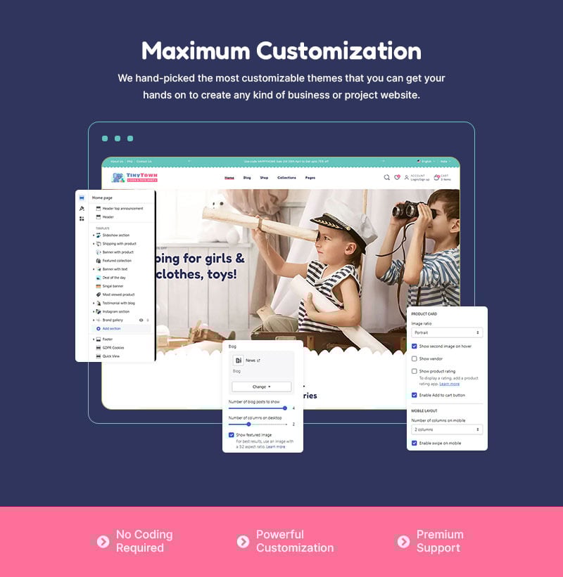 TinyTown - 儿童玩具和婴儿时装店多用途 Shopify 2.0 响应式主题