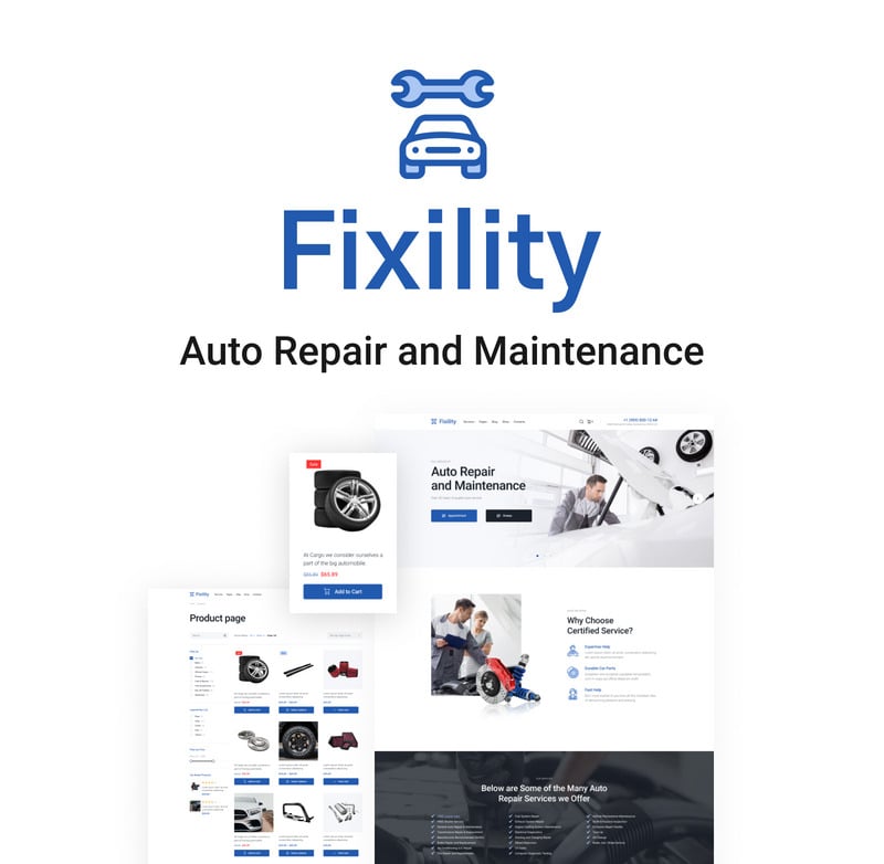 Fixility - 自动调整,WordPress 汽车维修服务主题 #220583