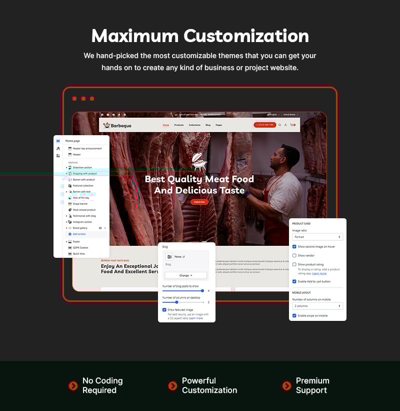 烧烤 - 烧烤、肉类食品和烧烤餐厅商店多用途 Shopify 2.0 响应式主题