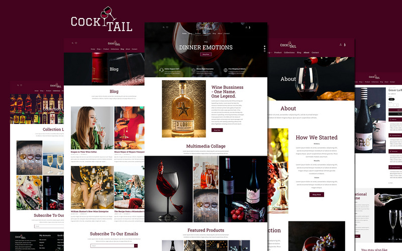 葡萄酒（鸡尾酒）Shopify 主题 #323535
