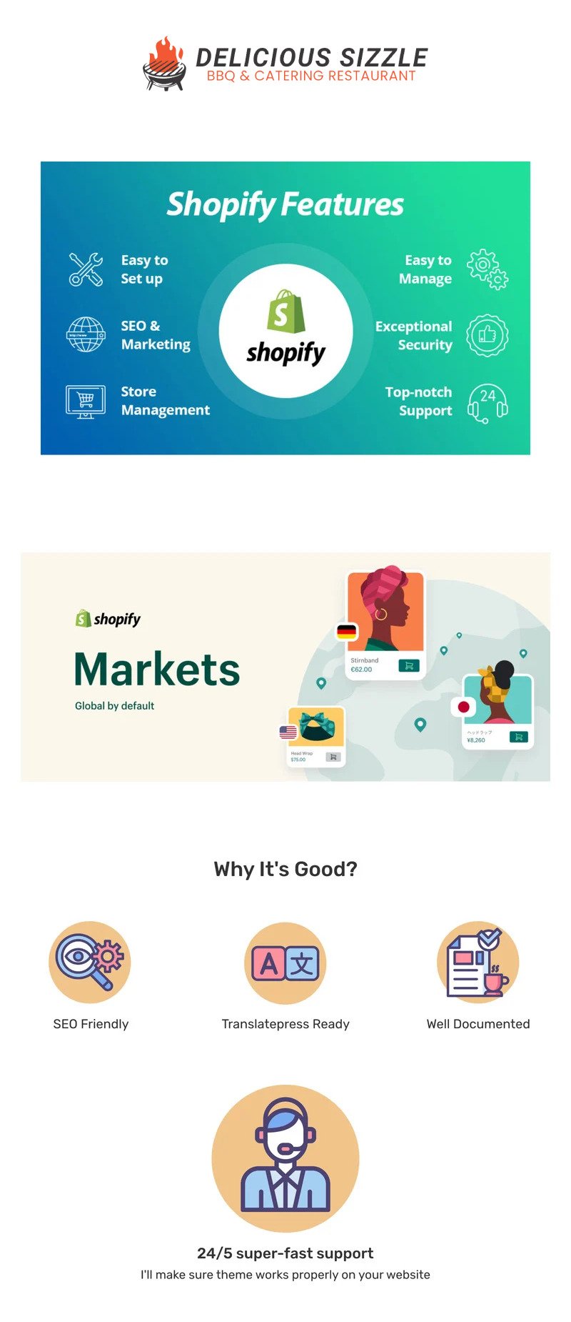 Delicious Sizzle - 烧烤和餐饮多功能 Shopify 部分主题