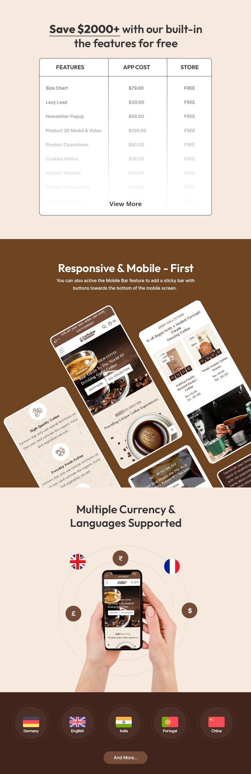 咖啡因 - 茶与咖啡咖啡厅多用途 Shopify 2.0 响应式主题 #417775