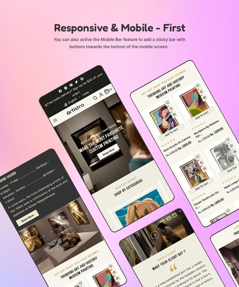 Artistro - 艺术绘画和手工工艺品商店多用途 Shopify 2.0 响应式主题