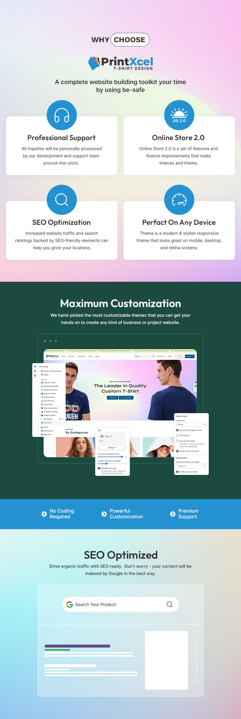 Printxcel - T 恤印刷时尚店多用途 Shopify 2.0 响应式主题