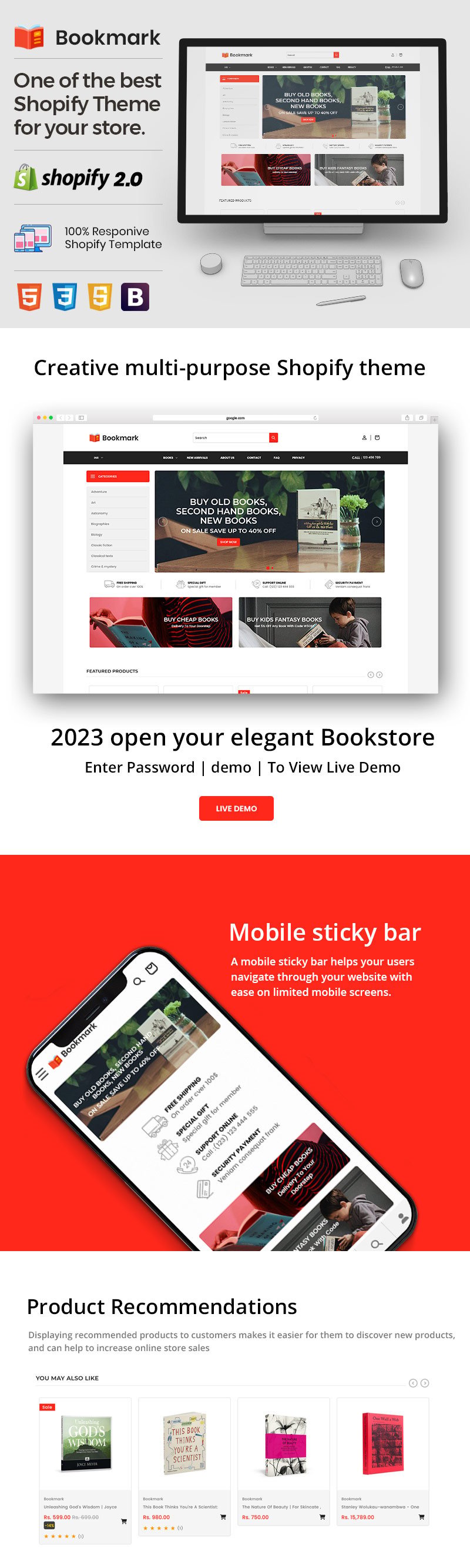 Bookmark Ebook - Magazine Paper Book Shopify OS 2.0 主题
