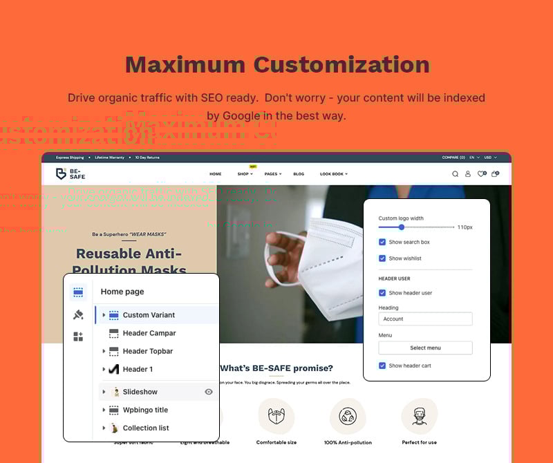 BE SAFE - Health & Medical 高级 Shopify 2.0 多用途响应式主题